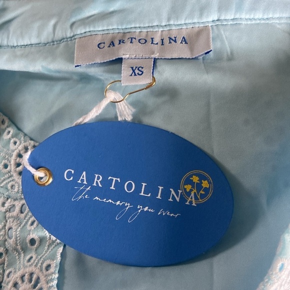 Cartonlina Nantucket Isabella Embroidered Eyelet Dress XS Spun Sugar Light Blue - Picture 4 of 6
